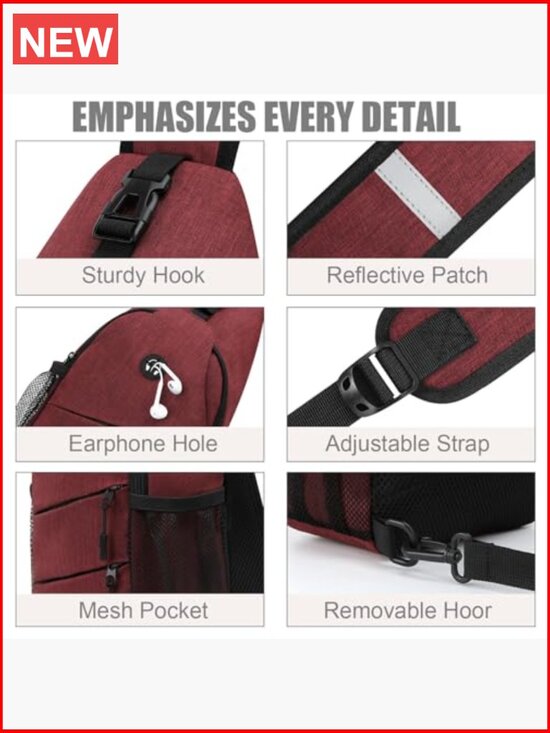 Crossbody Sling Backpack Convertible Chest Bag Hiking Daypack Waterproof main image 4